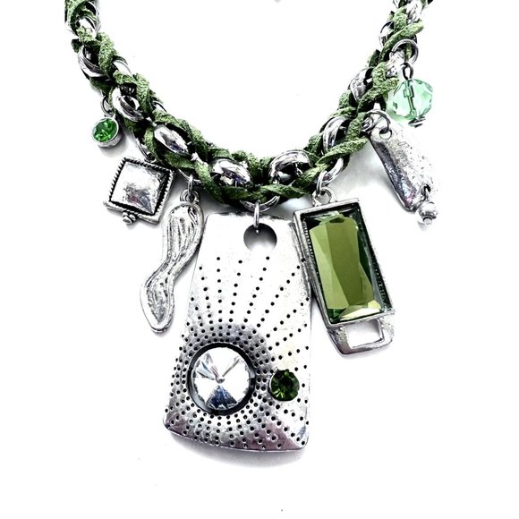 Green JADE Color Pendant Necklace with Charms - Picture 3 of 3